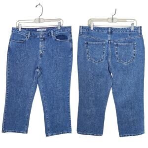 Vintage Y2K Tommy Hilfiger Button Fly Denim Jeans Cropped Short Capri Size 14